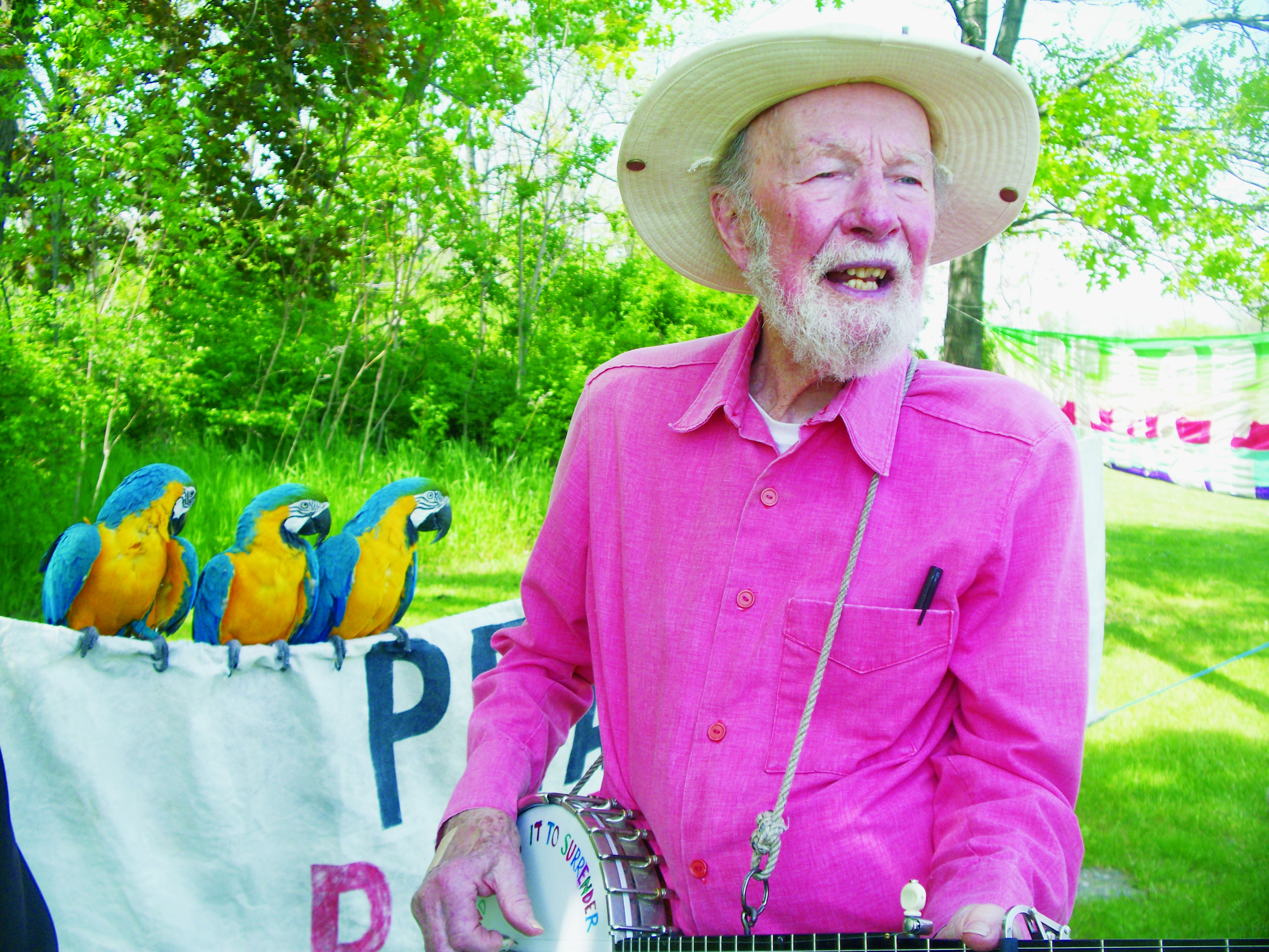 Pete Seeger with Parrots